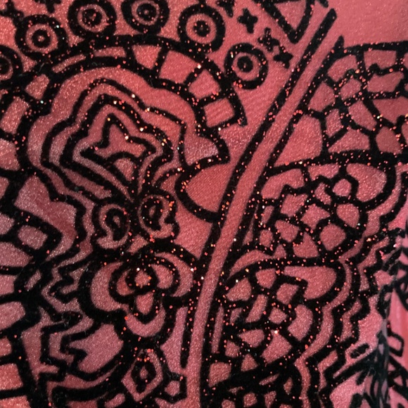 Sparkling Lined Crimson Red with Velvet Appliqués Party Jacket - Picture 6 of 10